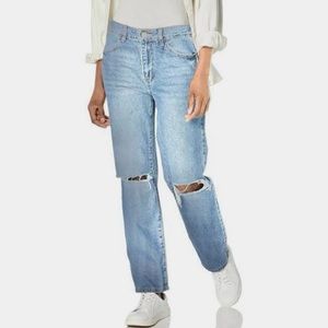 Dollhouse Distressed Light Wash Dad Jeans